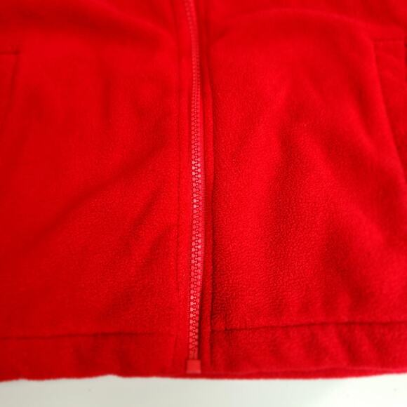 Solid Red Zip Up Fleece Jacket Pockets & Elastic Wrists Children's Size S (6-7) - Picture 3 of 6